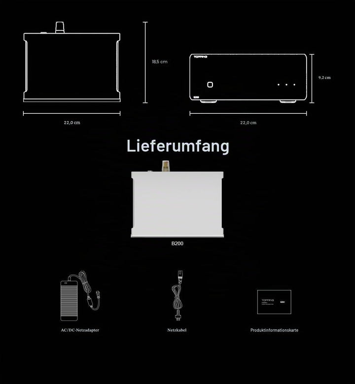 Fanmusic TOPPING B200 Diskrete Speaker Amplifier (Black), Black