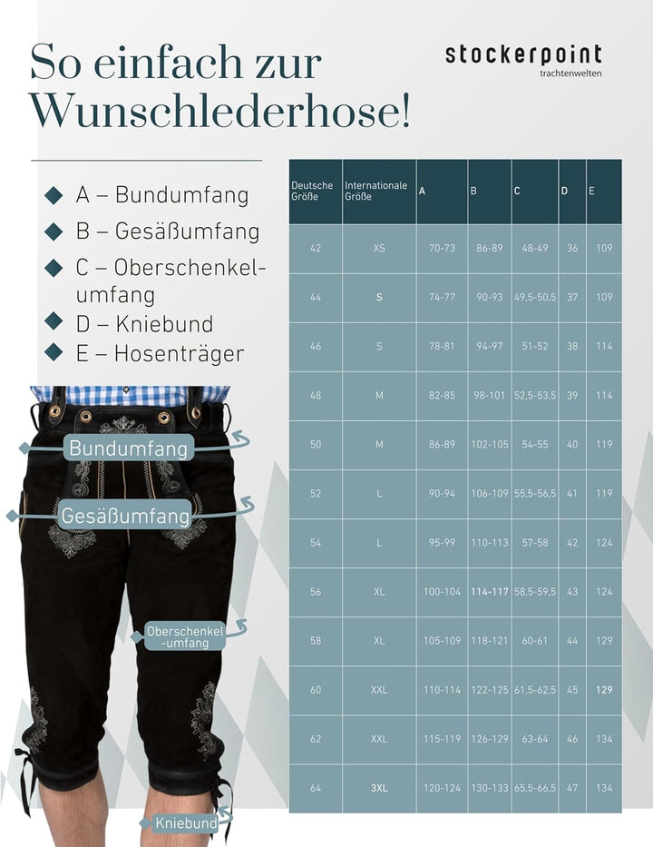 Stockerpoint Herren Trachtenlederhose Justin4 48 Schwarz Gespeckt, 48 Schwarz Gespeckt