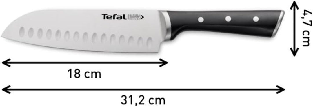 Tefal Ice Force K23206 Santoku Messer | 18cm | Korrosionsschutz | Handschutz | Edelstahl | Edelstahl