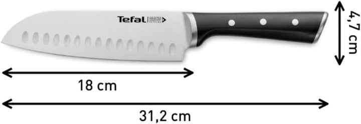 Tefal Ice Force K23206 Santoku Messer | 18cm | Korrosionsschutz | Handschutz | Edelstahl | Edelstahl