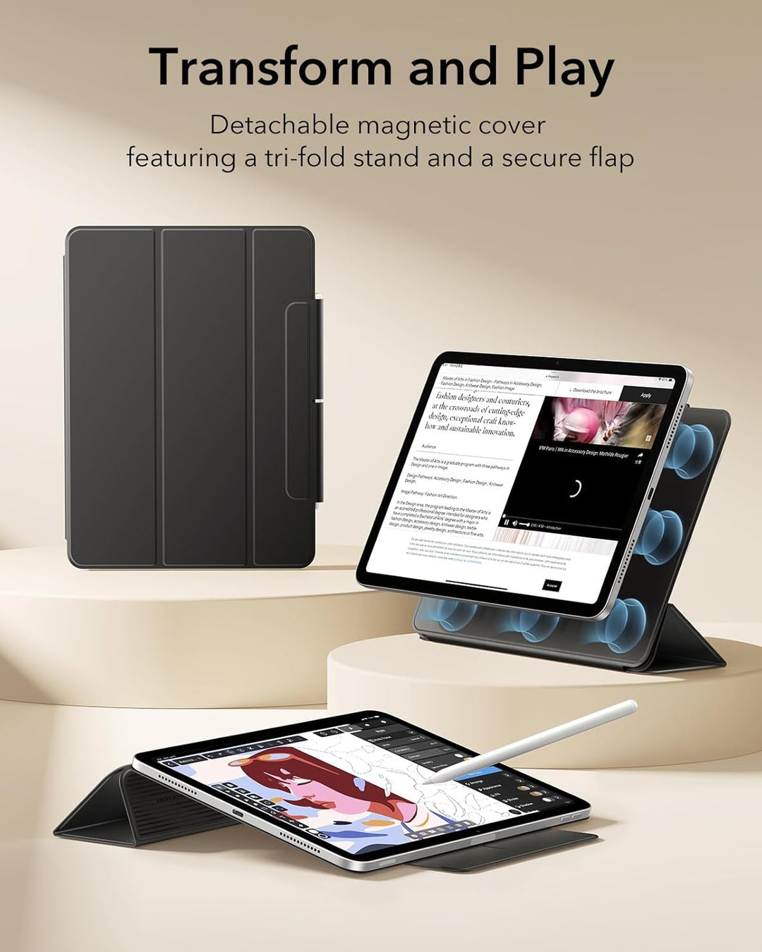 ESR für iPad Air 11 Zoll 2024 Hülle M2, iPad Air 6/5/4 Hülle 2022/2020 10,9 Zoll, Starke Magnetbefes