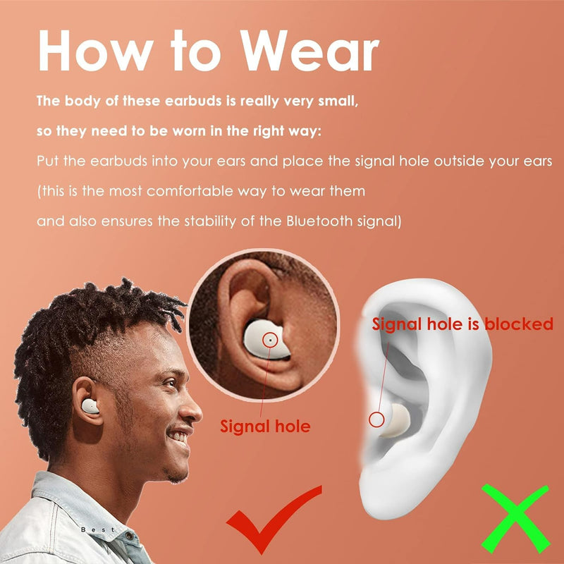 Xmenha Mini Wireless Bluetooth Kopfhörer in-Ohr unsichtbare kleinste Schlaf Bluetooth Headset für kl