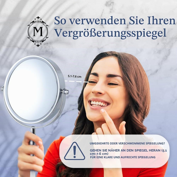 Mirrorvana Spiegel mit 10-facher Vergrösserung, runder Spiegel für Badezimmer, Tischspiegel für Make
