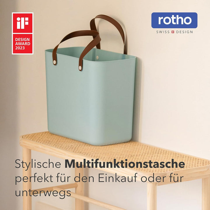 Rotho Albula 2er-Set Einkaufskorb, Kunststoff (PP recycelt), türkis, 2 x 25l, (40 x 23,5 x 34 cm), 2