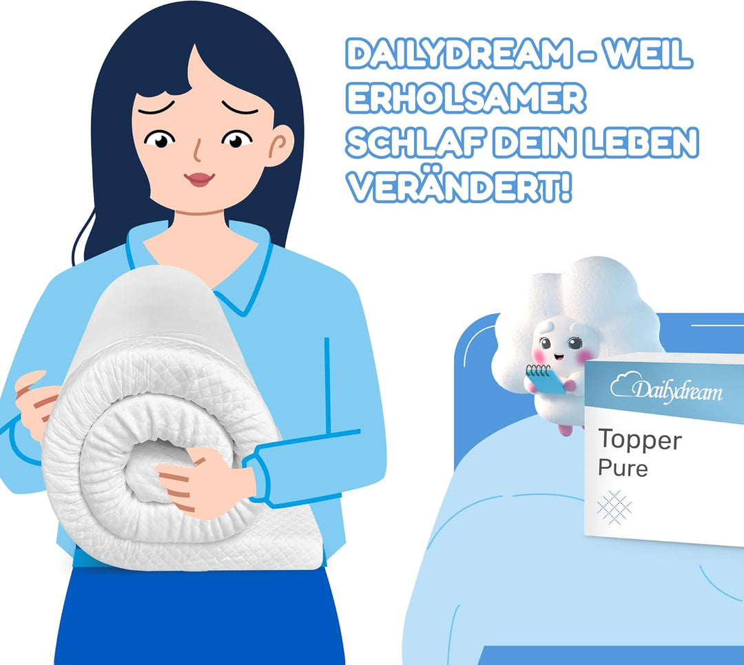 Dailydream Matratzen Topper 90x190cm | Memory Foam | 5cm hoch | Edition Standard, Model M | Vergleic
