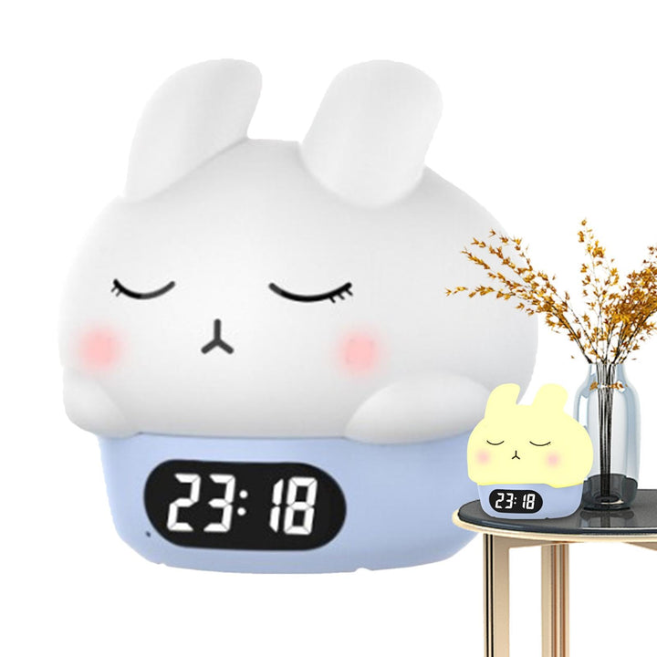 Bunny Alarm Clock, Rabbit Night Light, Sleep Training Alarm, Silicone Pat Light, Kids Wake Up Lamp,