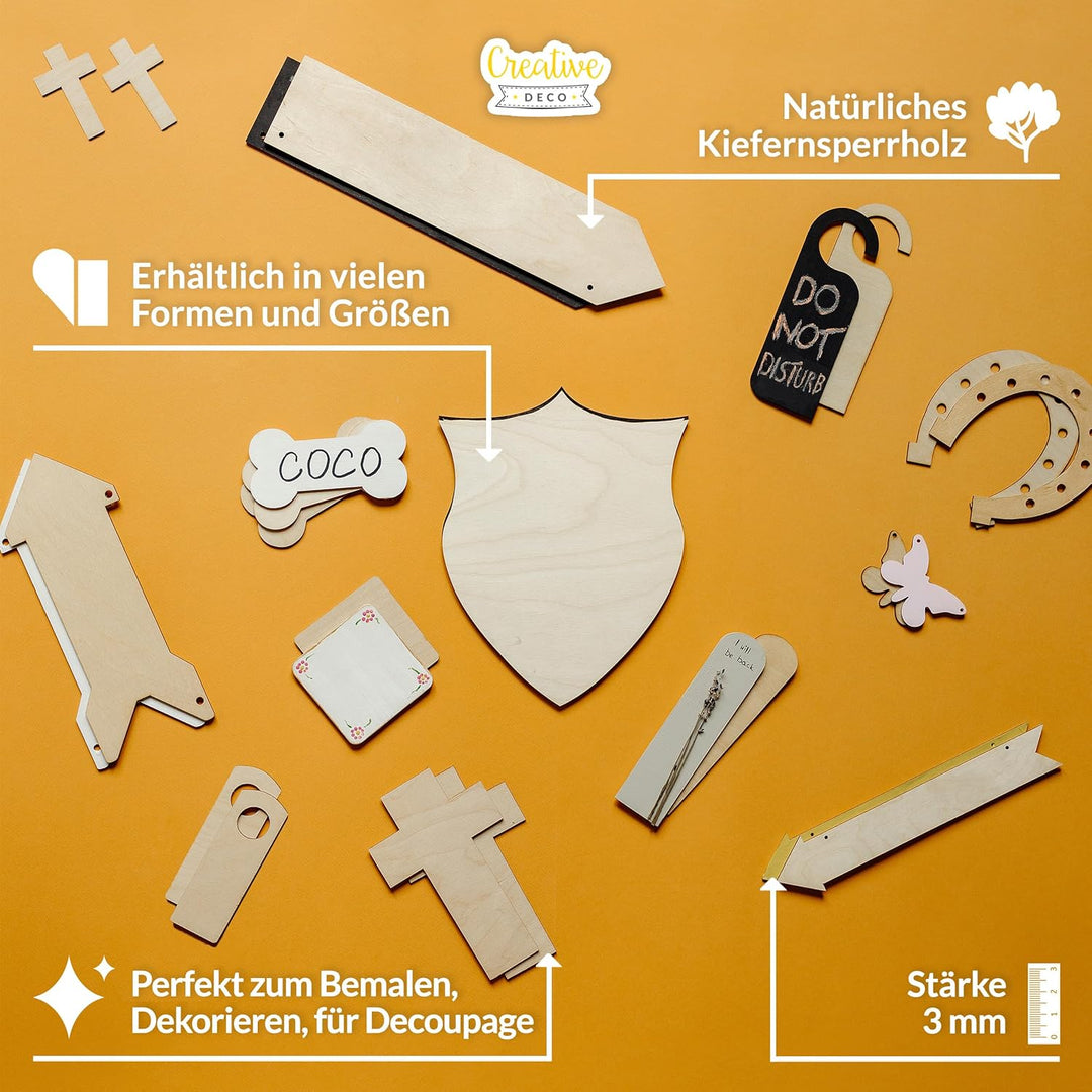 Creative Deco 5 x Holzzeiger Wegweiser Pfeil Anhängers | 30 x 11 cm | Blanko Holzschild zum Aufhänge