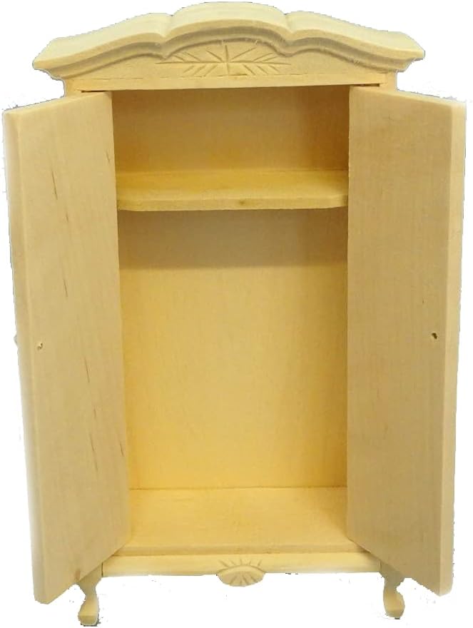 Melody Jane Puppenhaus Bare Holz Kleiderschrank Miniatur 1:12 Unfinished Schlafzimmermöbel