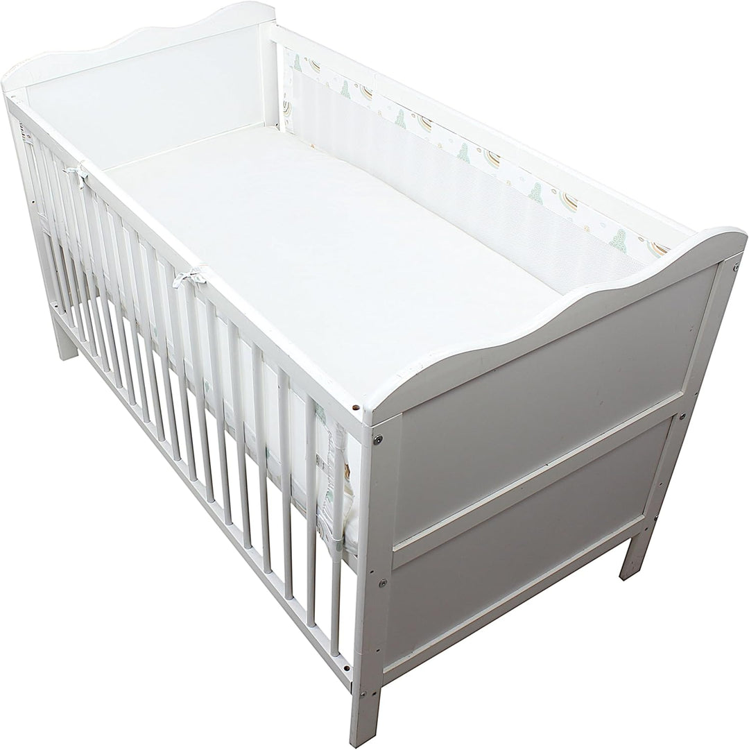 TupTam Gitterstäbe Schutz Netz Babybett Nestchen 3D Mesh 2 Pack, Farbe: Regenbogen Wolken, Grösse: c
