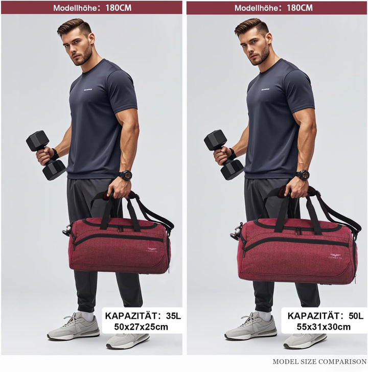 FIORETTO 35L Sporttasche & Reisetasche für Damen und Herren, mit Schuhfach & Nassfach, Wasserdicht T