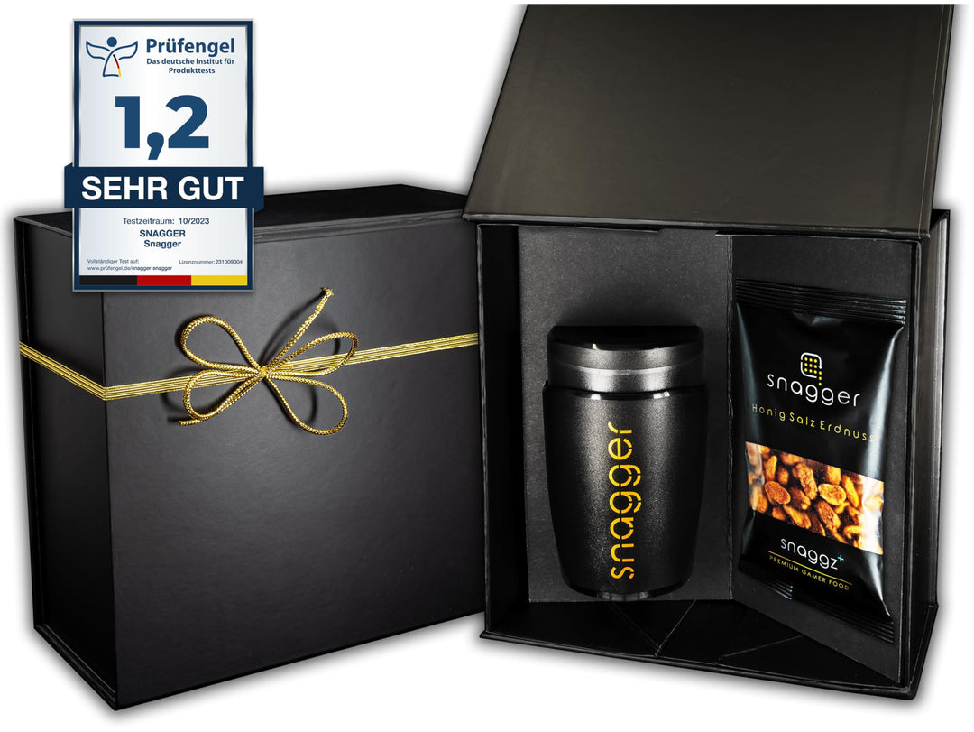 snagger Elite Geschenkbox - Der Snackspender/saubere Hände beim snacken/geeignet für Erdnüsse, NicNa