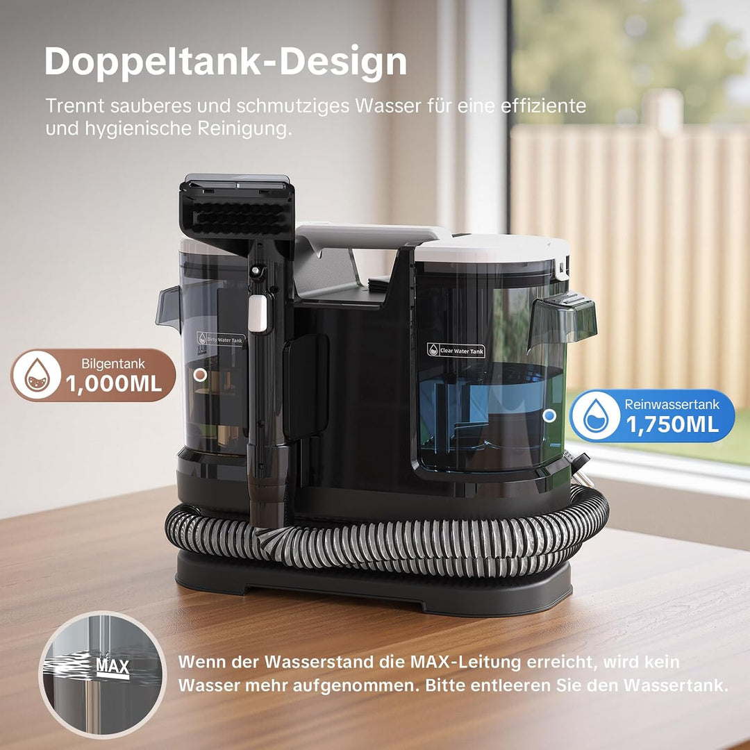 Polsterreiniger Gerät Nasssauger, 20kPa 600W Teppichreiniger Waschsauger Fleckenreiniger mit grossem