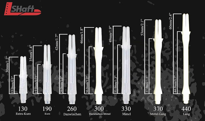 LSTYLE L-Shaft Carbon Dart Shafts - Silent (Spins) - Clear Black 300 Slim (lang) 300 Long Slim schwa