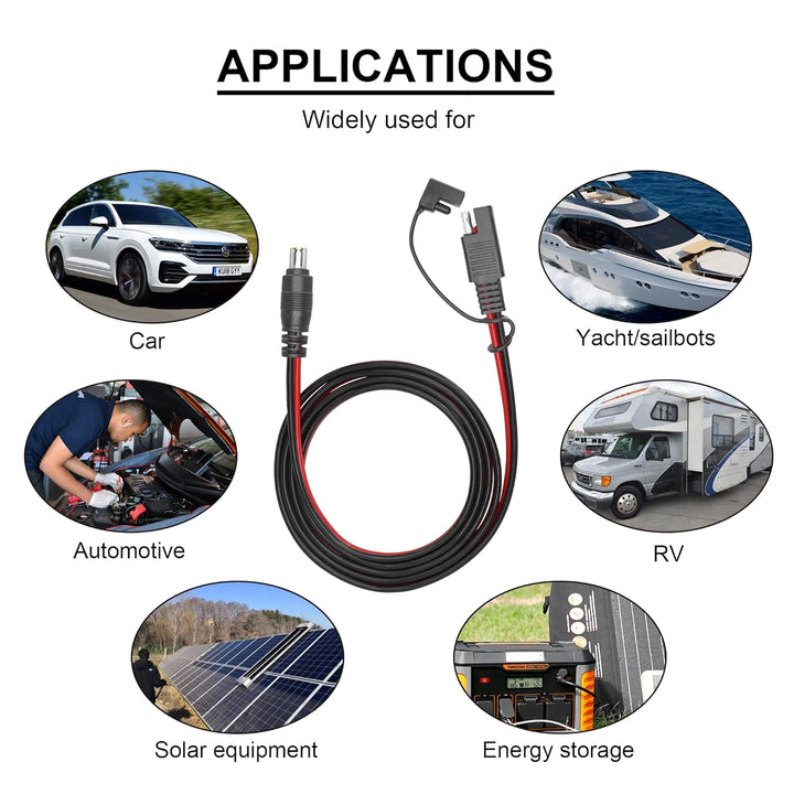 RIIEYOCA DC 8 mm Stecker auf SAE Stecker Adapter 14 AWG Kabel, mit SAE Polaritätsumkehrung und DC 5,