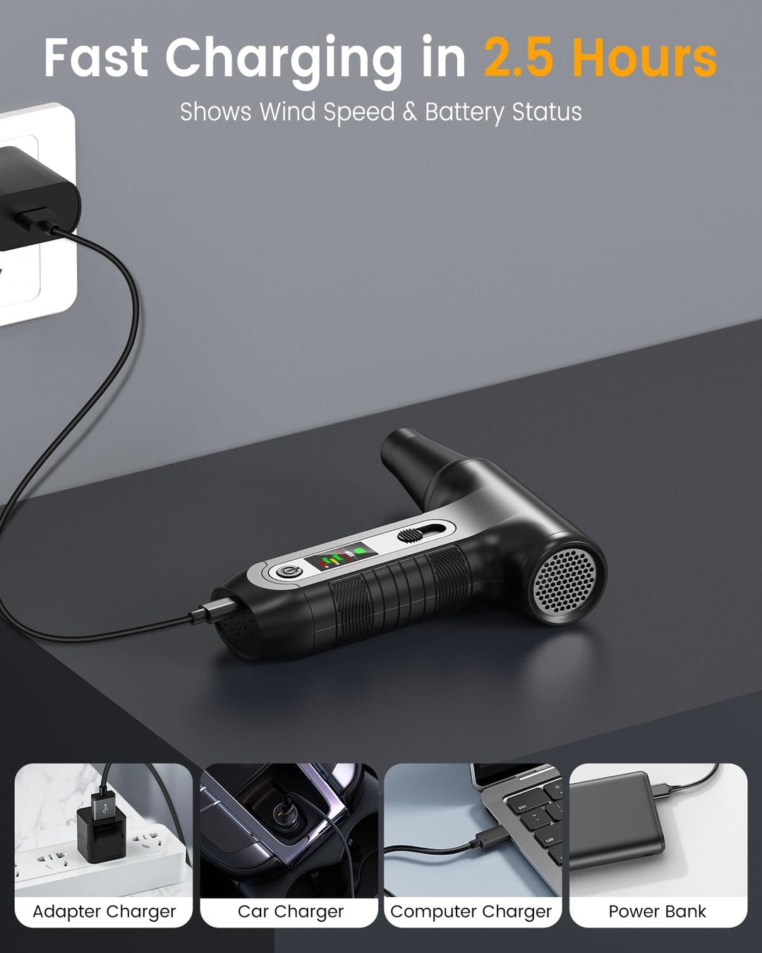 Elektrische Staubgebläse 200000 RPM mit HD‑Display - Air Duster Mini‑Gebläse für PC‑Reinigung mit LE