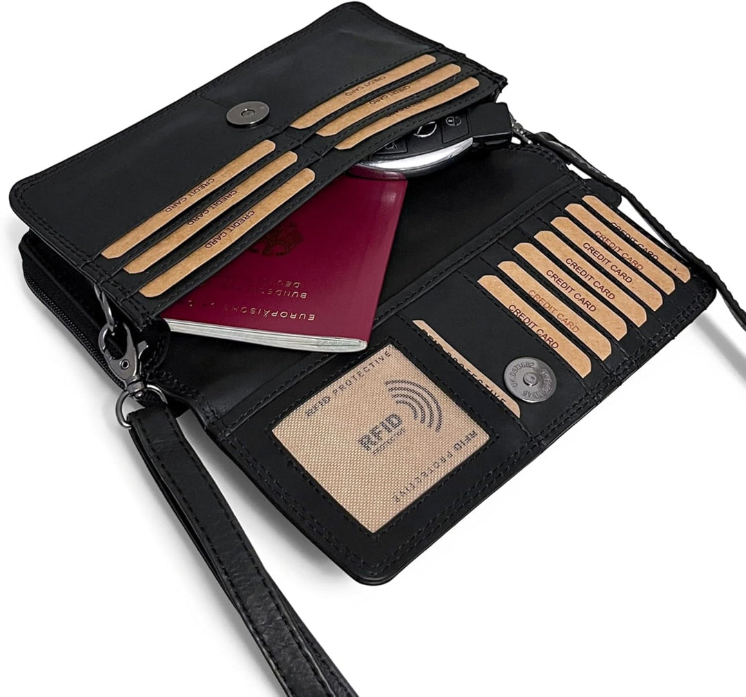 Benthill Reisebrieftasche XXL Echt-Leder - Kleine Umhängetasche aus echtem Leder - Travel Dokumenten