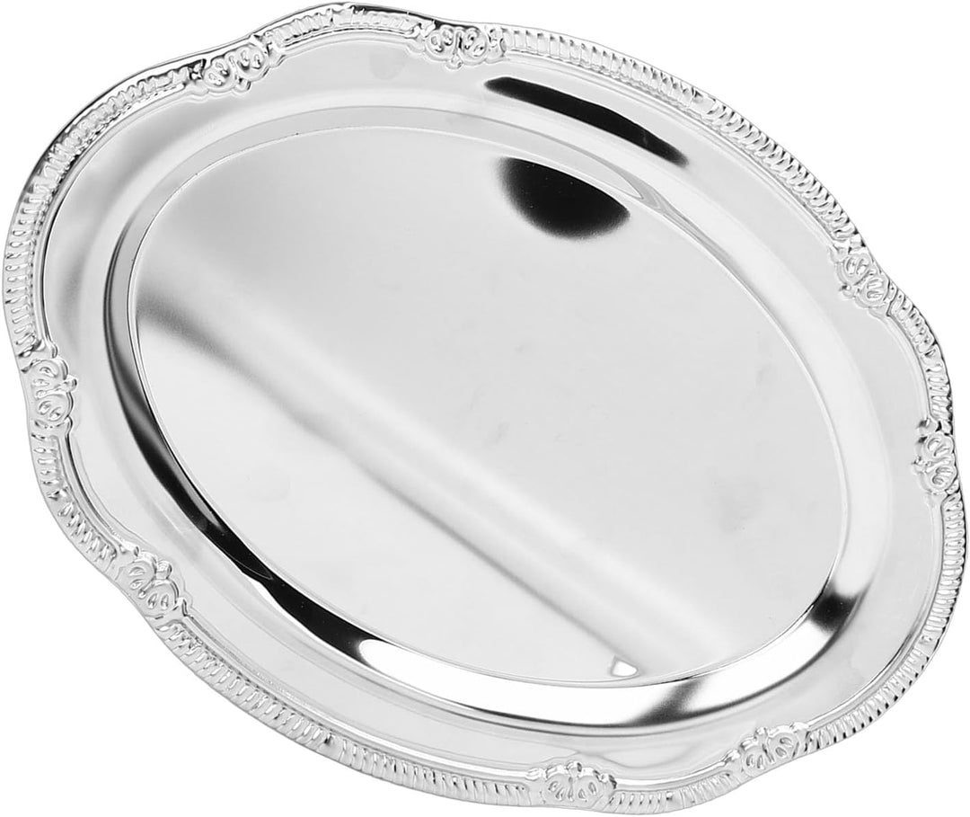 Zerodis Desserttablett, Vintage-Servierplatte aus Metall Im Hofstil mit Gravur, Dekorative Servierpl