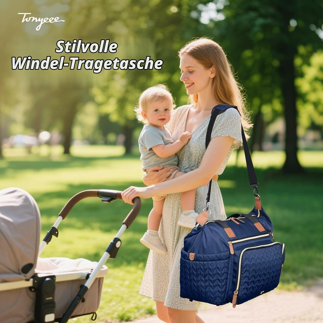 Wickeltasche mit Schnullertasche und Wickelunterlage, Wickelrucksack Multifunktions-Babytasche für G
