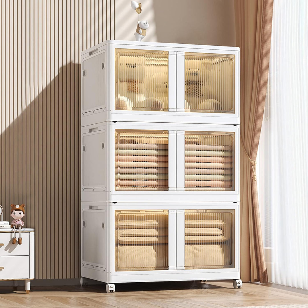 Ergocar Faltbare Aufbewahrungsbox, Stapelbare Kunststoff Aufbewahrungsbox mit Rollen, Fünfseitige Öf