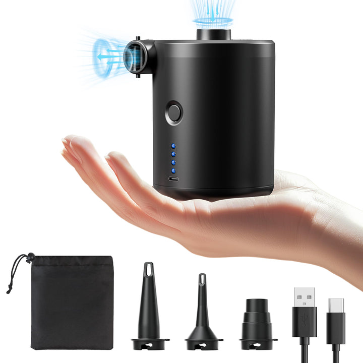 QPAU Elektrische Luftpumpe, Wiederaufladbare Akku Luftpumpe, Quick-Fill Inflator Deflator Luftpumpe
