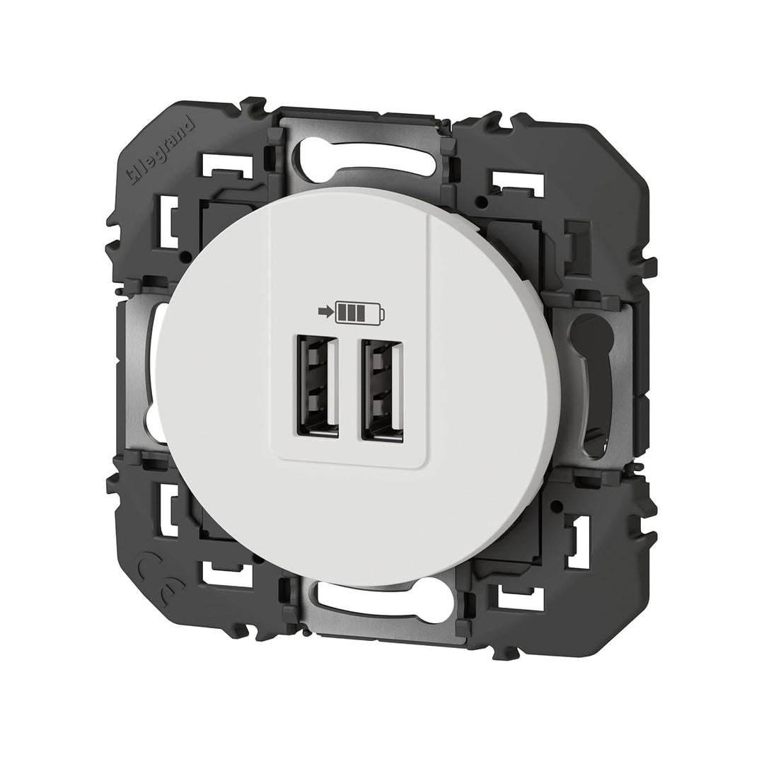 Legrand 600343 Doppel-Ladegerät USB Typ A Dooxie, 2,4 A, weisses Finish