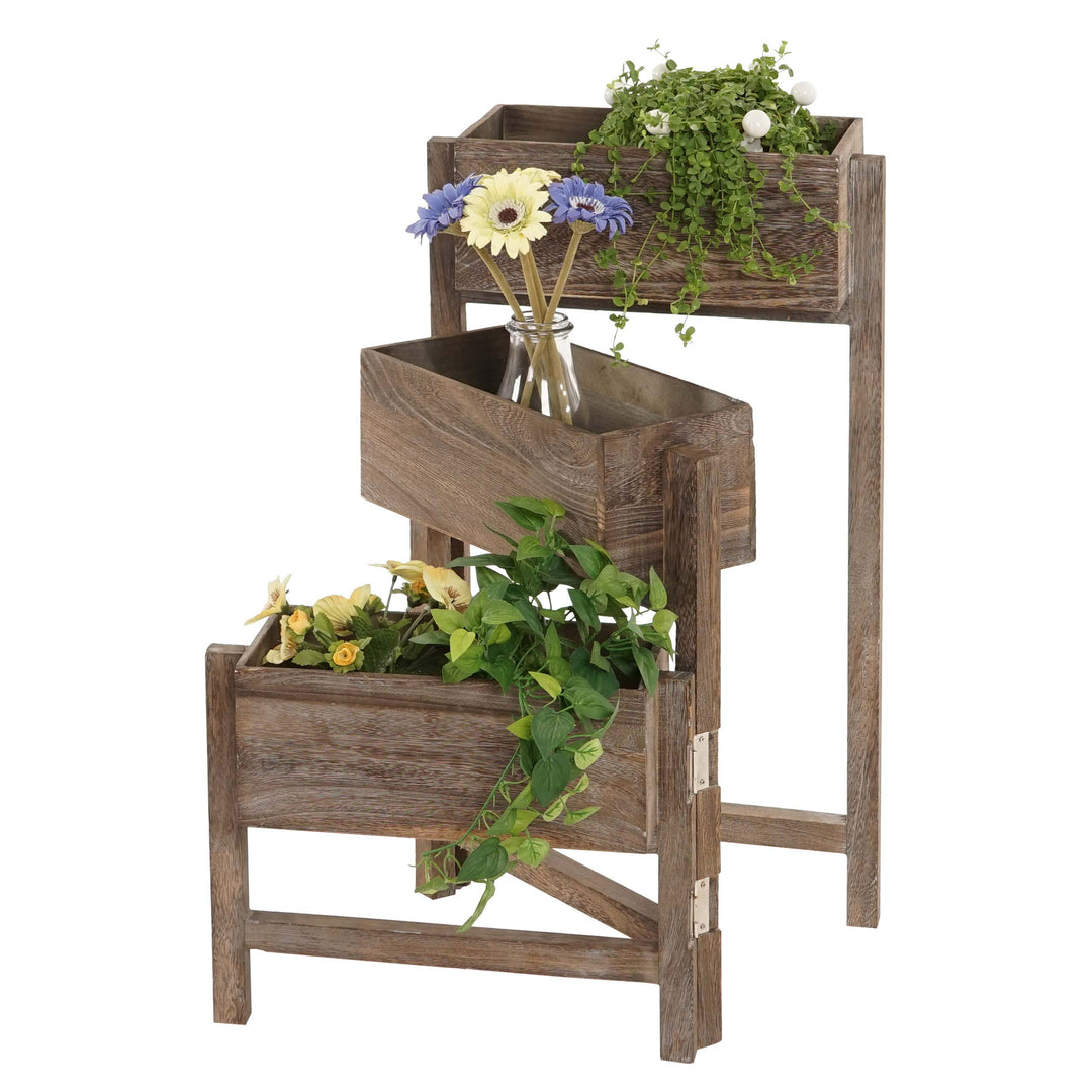 Mendler Pflanzregal T275, Standregal Blumenständer Pflanzkasten, 65x108x15cm, Holz Shabby-Look Vinta