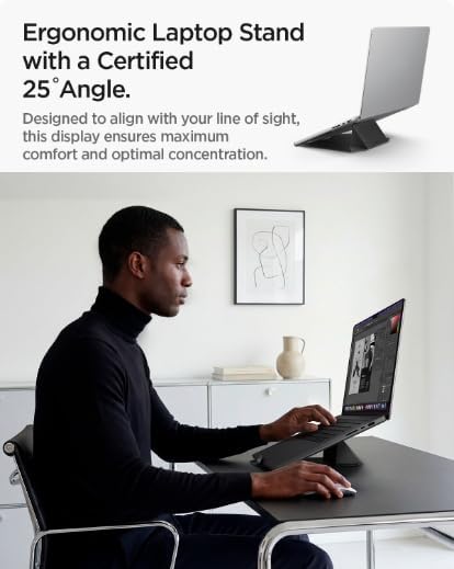 Spigen Slim Fold Laptop Ständer &Vertikal Dock, Ergonomischer, Ultraflacher und Tragbarer Notebook-S