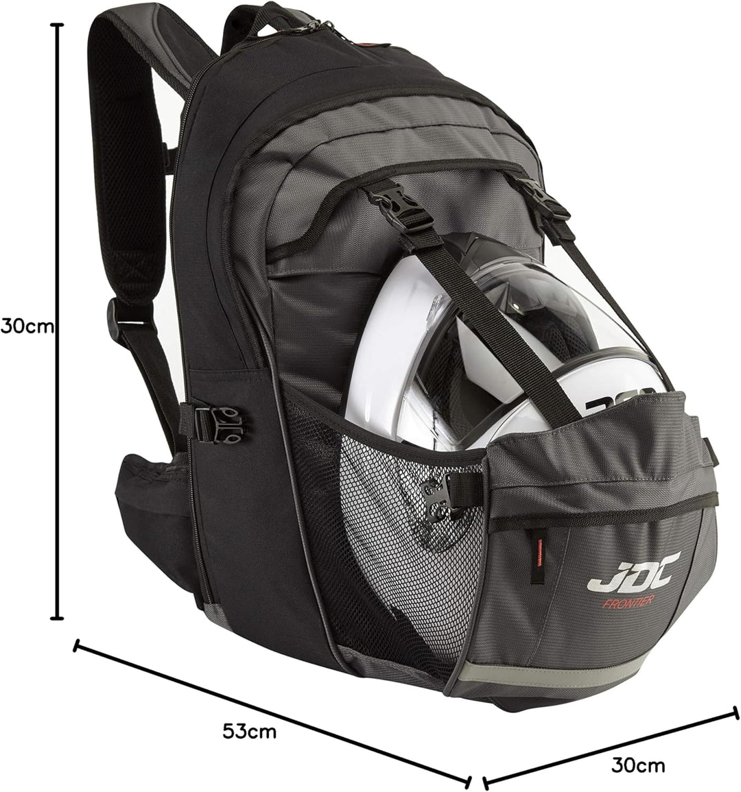JDC Motorrad Rucksack Wasserdicht mit Helmhalterung/Träger 24Lerweiterbar bis 36L – Frontier
