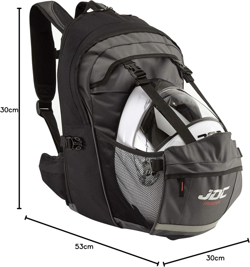 JDC Motorrad Rucksack Wasserdicht mit Helmhalterung/Träger 24Lerweiterbar bis 36L – Frontier