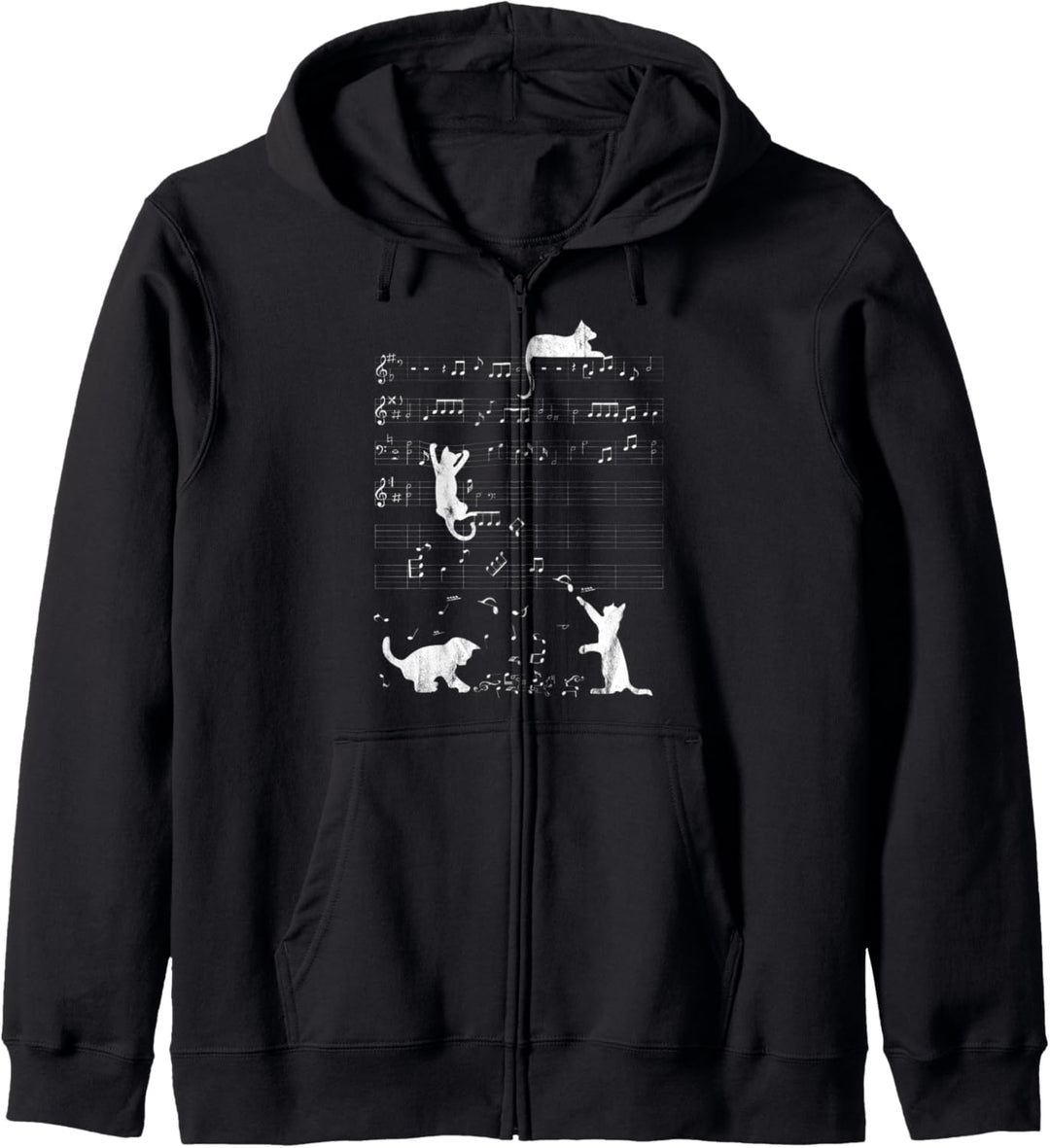 Niedliche Katze Musiknote Vintage Retro Musiker Kapuzenjacke