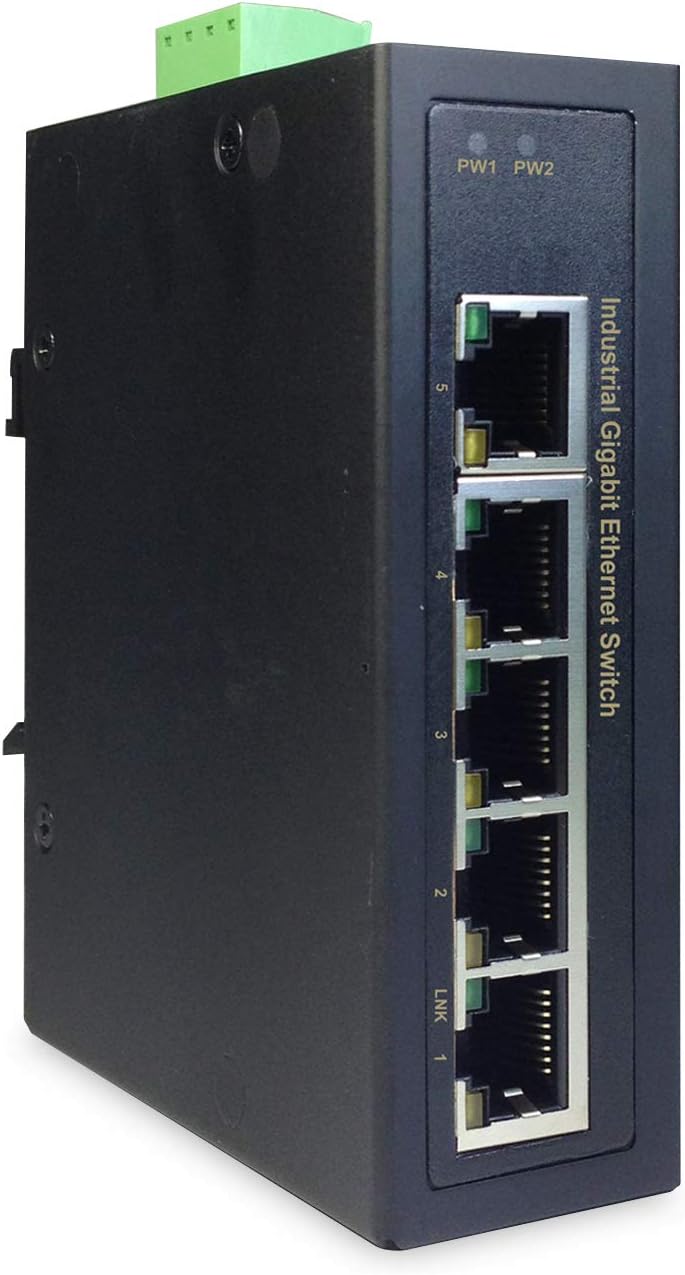 DIGITUS Netzwerk-Switch 5-Port - Hutschiene oder Wand-Montage - Gigabit Ethernet RJ45 Buchsen - DIN-