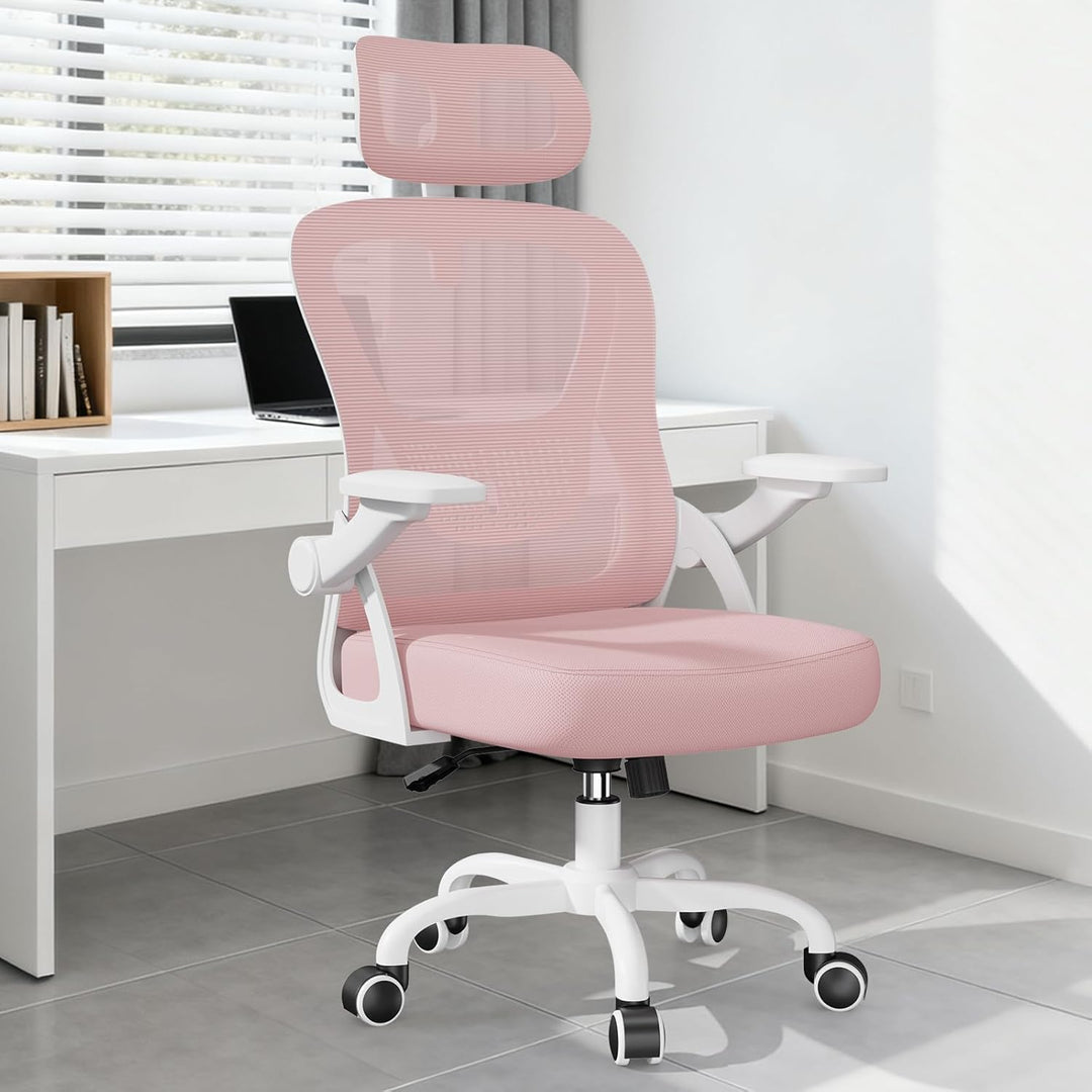 naspaluro Ergonomischer Schreibtischstuhl, Bürostuhl mit Kopfstütze/Hochklappbaren Armlehnen, Atmung