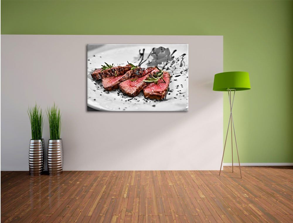 Pixxprint saftiges Carpaccio B&W Detail, Format: 100x70 auf Leinwand, 100x70