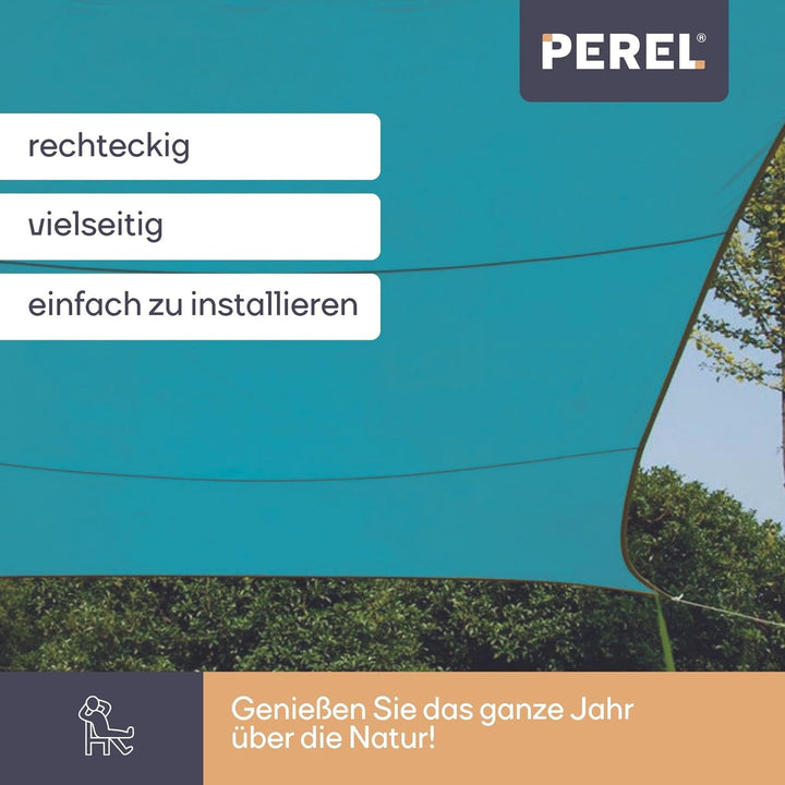Perel GSS4430BL Sonnensegel - Rechteckig, Himmelblau, 400 x 300 x 0.2 cm, Himmelblau