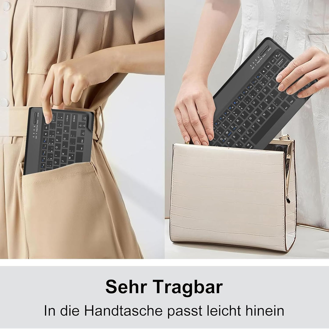 Für ab 12" grosse Tablets Hülle mit Tastatur QWERTZ | Kompatible Android, iPadOS, Windows, HarmonyOS