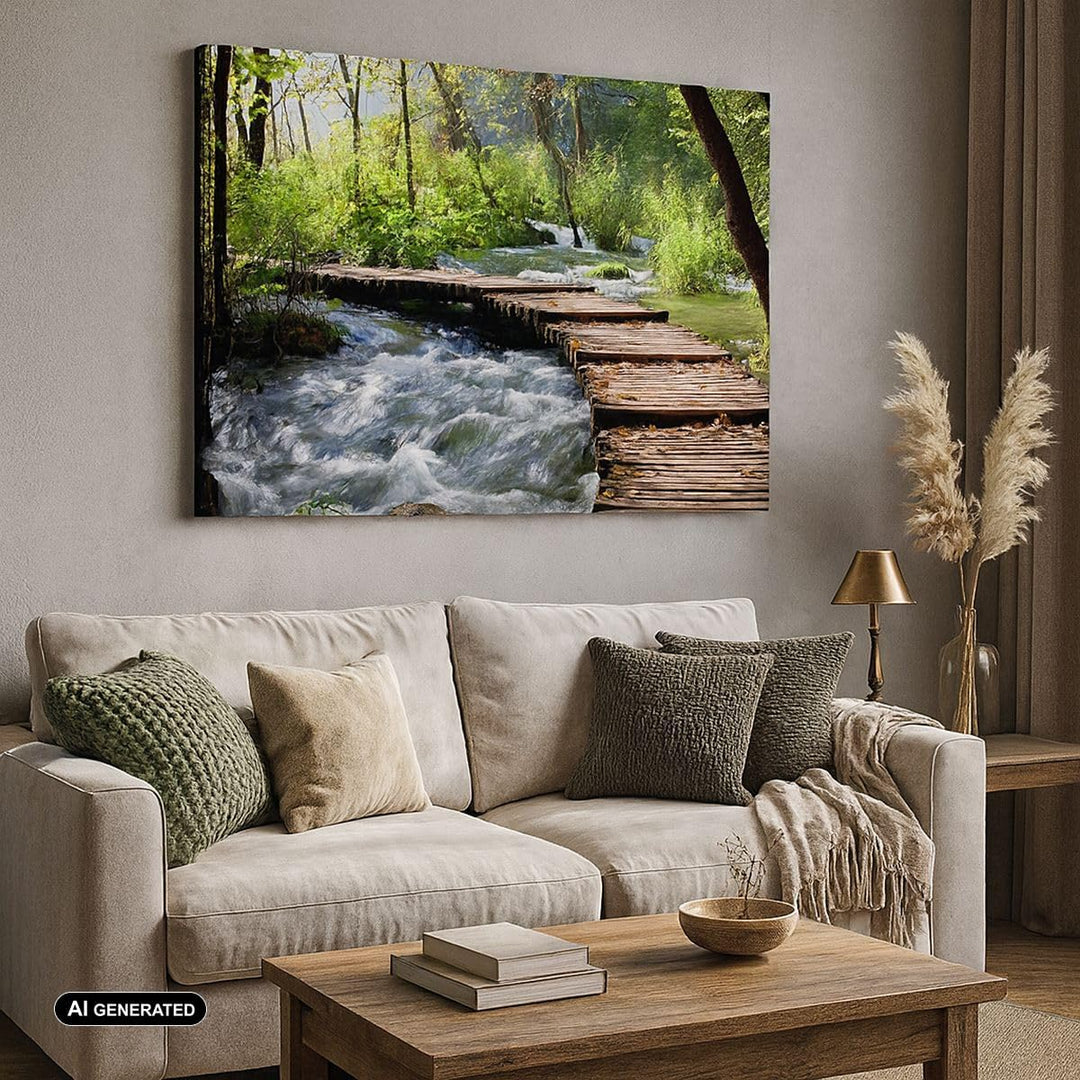 ARTTOR Bilder auf Leinwand 100x70cm Leinwandbild Park natur grün bäume Gross Wanddeko Bild Schlafzim