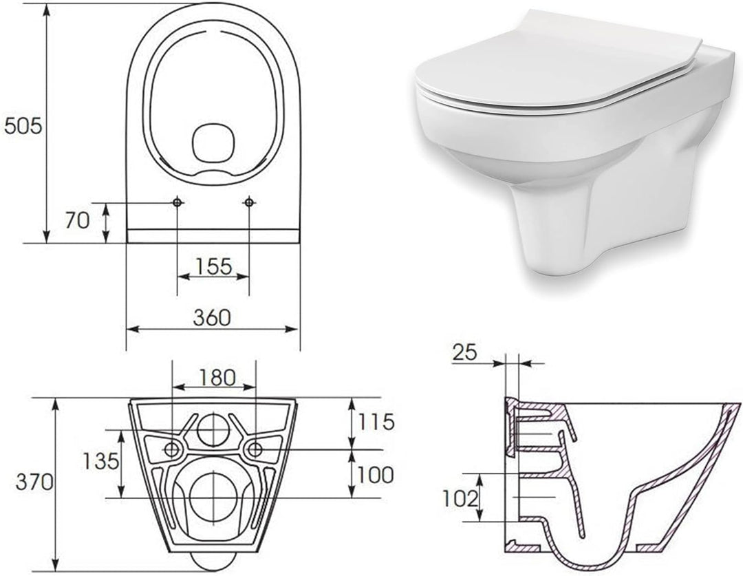 KOLMAN WC Set: Geberit Duofix Basic UP 100 Vorwandelement + Wand-WC New City CleanOn Weiss + Drücker