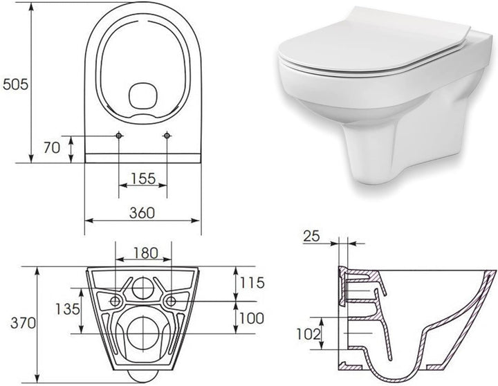 KOLMAN WC Set: Geberit Duofix Basic UP 100 Vorwandelement + Wand-WC New City CleanOn Weiss + Drücker