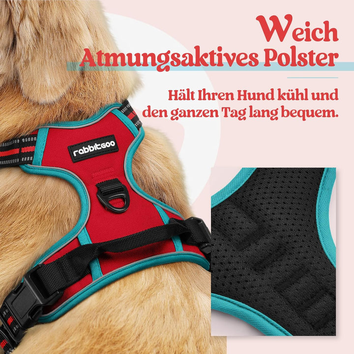 rabbitgoo Hundegeschirr Mittelgrosse Hunde, Anti Zug Geschirr mit Kontrolle, No Pull Verstellbar Hun