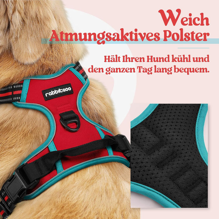 rabbitgoo Hundegeschirr Mittelgrosse Hunde, Anti Zug Geschirr mit Kontrolle, No Pull Verstellbar Hun