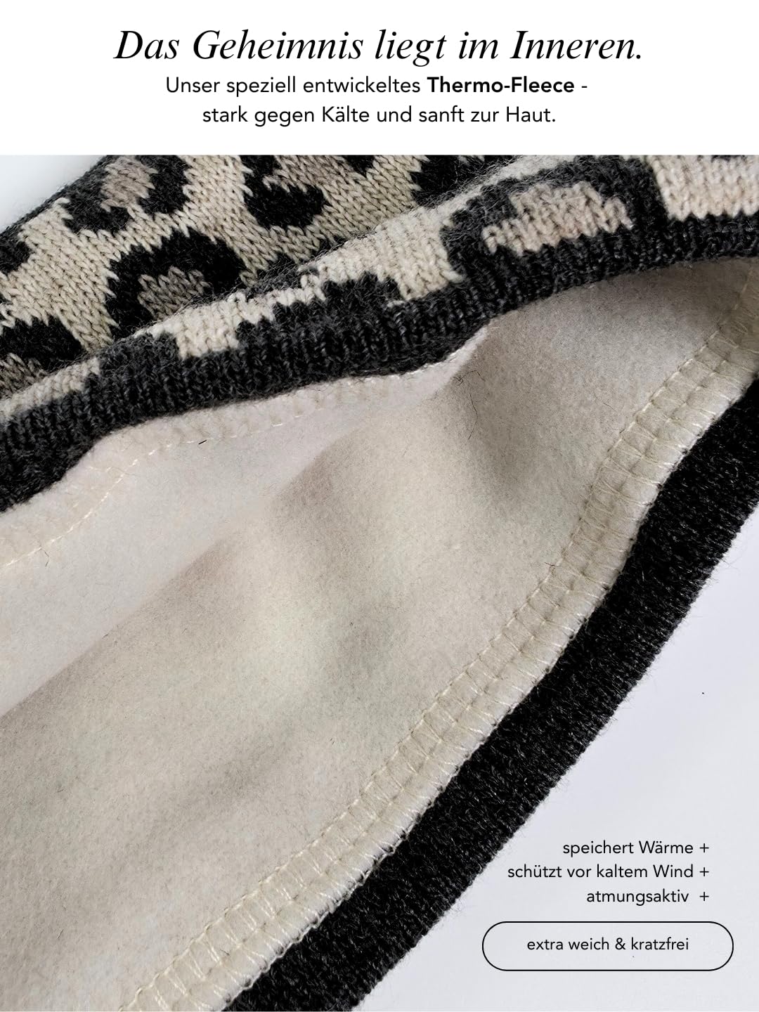 Baesics Stirnband Leo Taupe für Damen & Herren – warme & elastische Unisex Ohrenwärmer mit Fleecefut