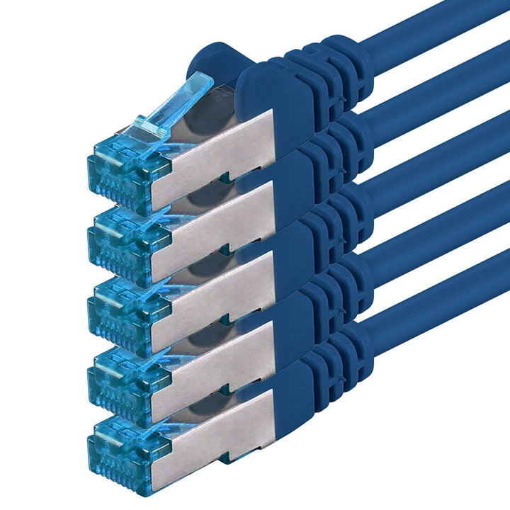 1aTTack.de 7,5m - CAT6a - Netzwerkkabel blau - 5 Stück CAT 6 A Patchkabel 10000 Mbit s SFTP PIMF 500