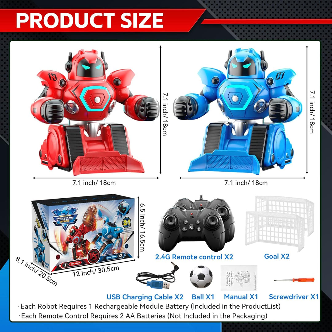 2 Stück Ferngesteuerte Roboter, RC Kampfroboter Spielzeug mit Boxduell & Fussballmodus, Licht & Soun