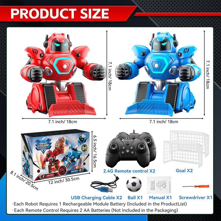 2 Stück Ferngesteuerte Roboter, RC Kampfroboter Spielzeug mit Boxduell & Fussballmodus, Licht & Soun