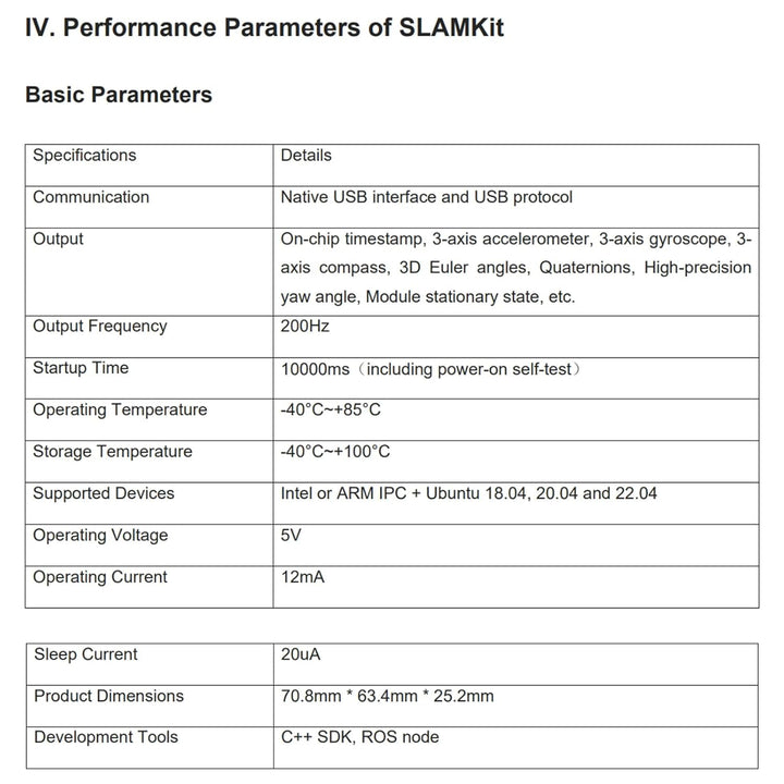 youyeetoo Slamtec SLAMKit Kartierungs- und Lokalisierungslösung IMU, Inertiales Navigationsmodul Sof