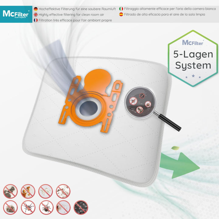 Mcfilter I 10 Staubsaugerbeutel geeignet für Siemens Baureihe VSZ3 - Serie Z 3.0 (Z3.0) und Baureihe