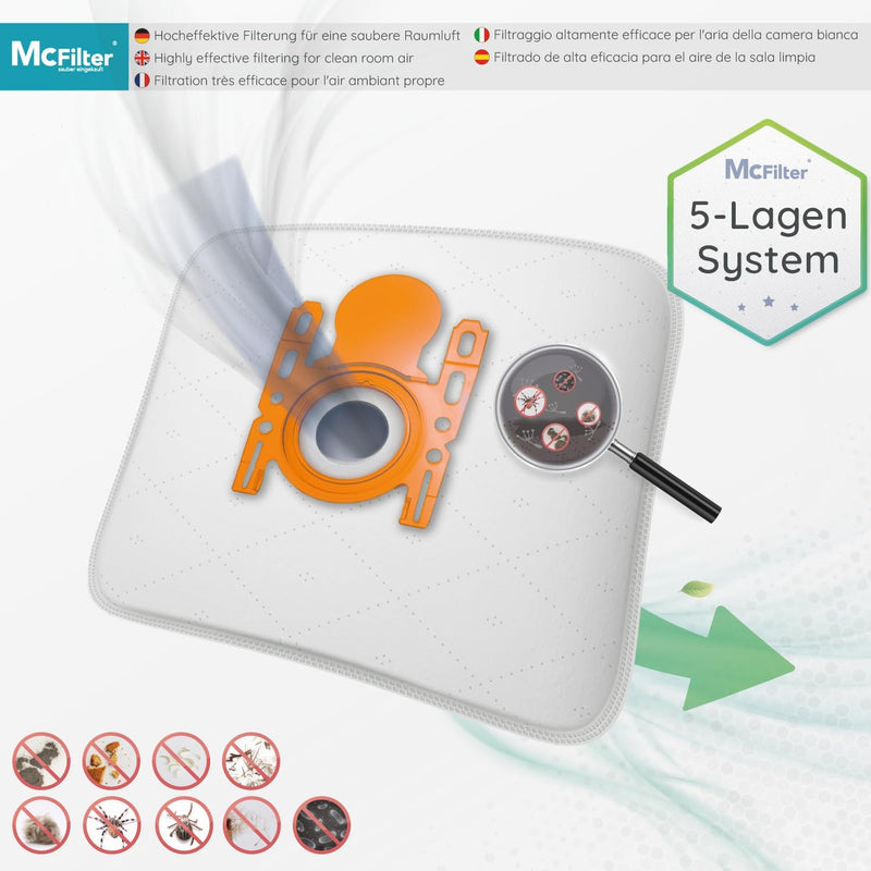 McFilter | 20 Staubsaugerbeutel passend für Siemens Baureihe VS06 synchropower und Baureihe VS08 Sta