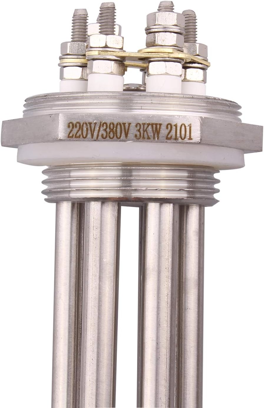 DERNORD 1-1/4 Zoll Heizelement 3U Typ Elektrischer Brühwassererhitzer BSP Gewinde Edelstahlflansch (