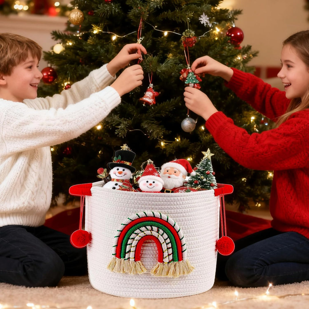 Weihnachtskorb Leer Weihnachtskörbe für Weihnachtsbaum, Aufbewahrung von Weihnachtsschmuck, Weihnach