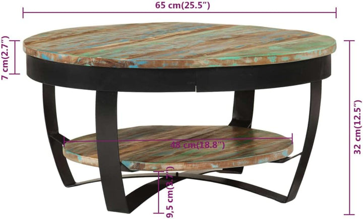 vidaXL Massivholz Couchtisch Ablage Beistelltisch Kaffeetisch Wohnzimmertisch recyceltes Massivholz,